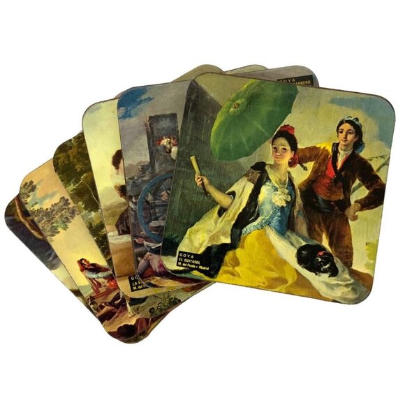 Francisco Goya Fine Art Coasters Set Of 6 Wood With Felt Backing El Corte Ingles - Picture 1 of 5